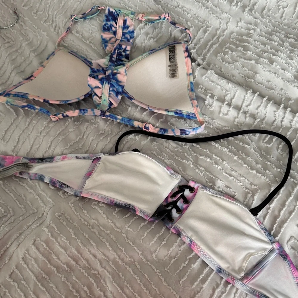 PINK Victoria's Secret Pastel Tie-Dye Bikini Top 2pk